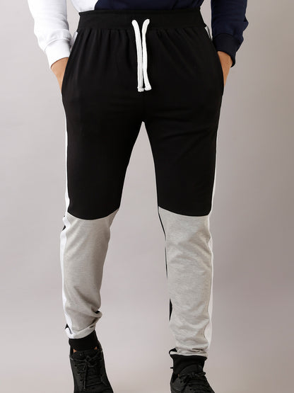 COLOR BLOCK BLACK GREY JOGGER PANTS
