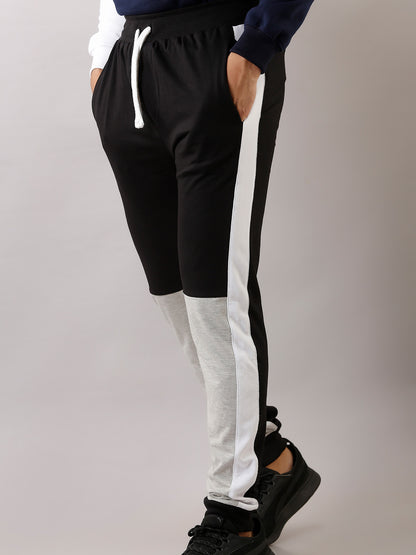 COLOR BLOCK BLACK GREY JOGGER PANTS