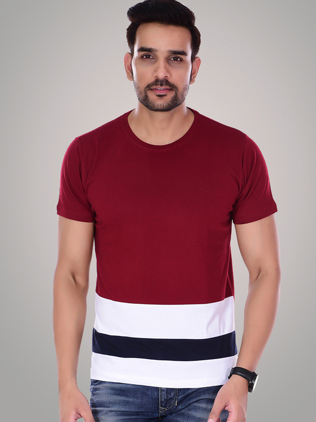 Color Block Half Sleeves T-Shirt