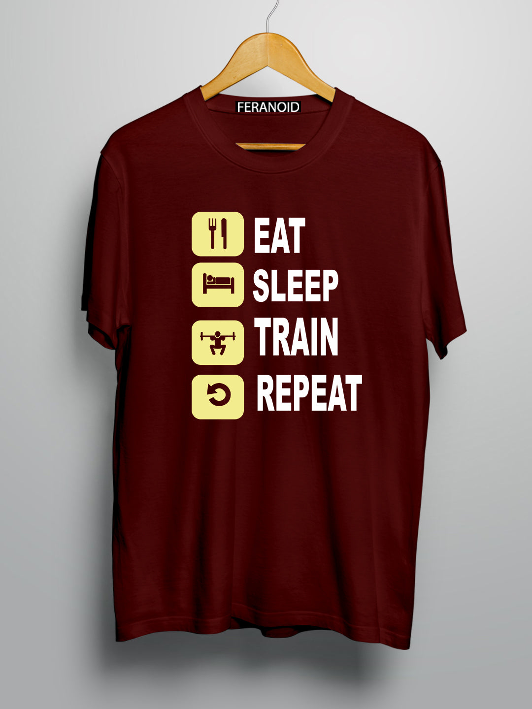 Eat Sleep Train Repeat Maroon T-shirt