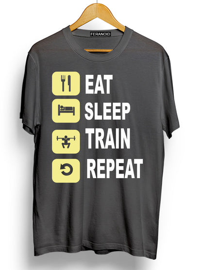 Eat Sleep Train Repeat Grey T-Shirt