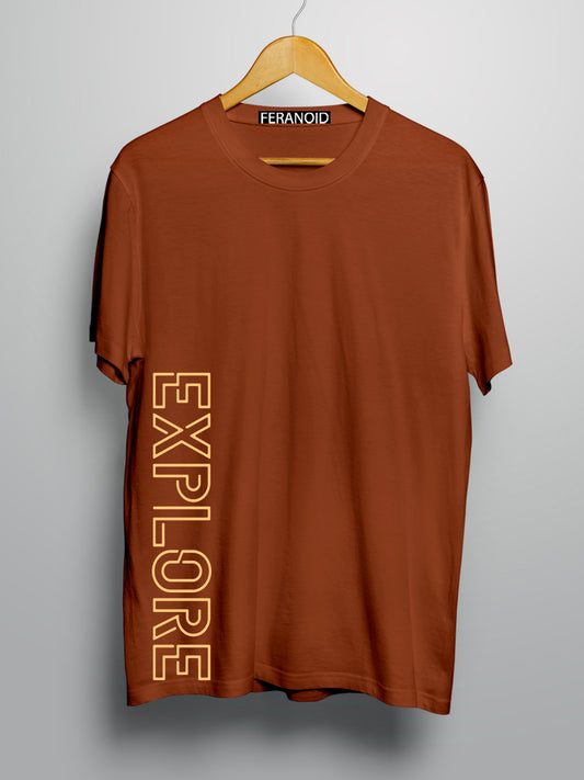 Explore Side Print Brown T-shirt