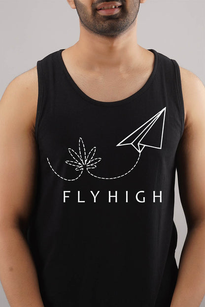 Fly High Black Sleeveless T-Shirt