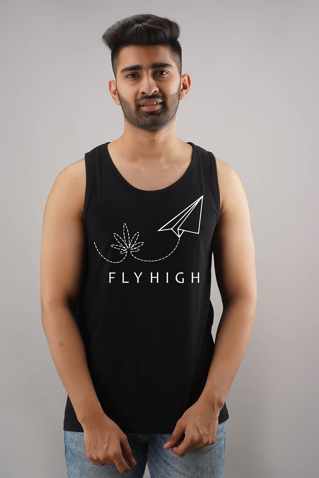 Fly High Black Sleeveless T-Shirt