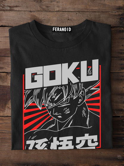 Goku Red Rising Sun Green T-Shirt