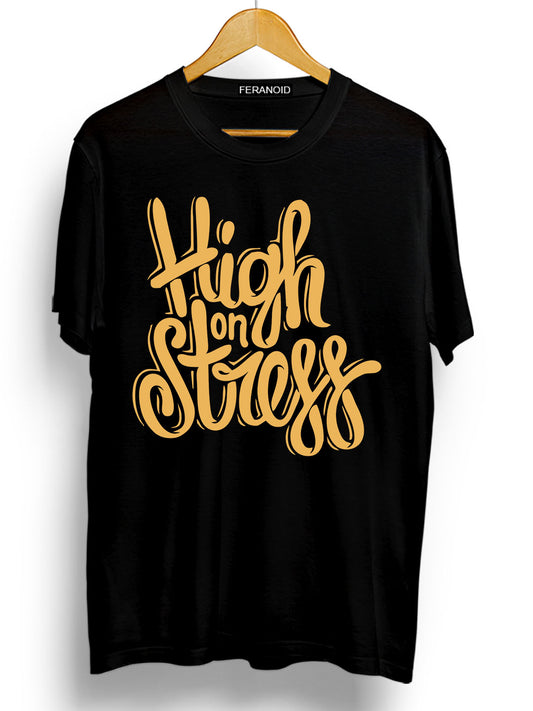 HIGH ON STRESS BLACK T-SHIRT