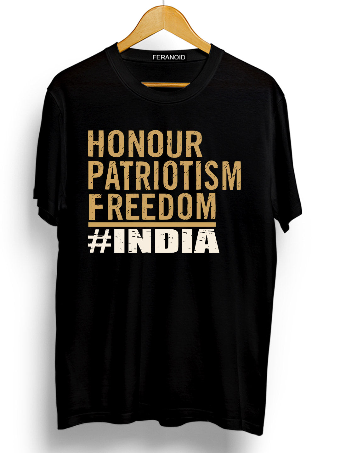 HONOUR PATRIOTISM FREEDOM INDIA BLACK T-SHIRT