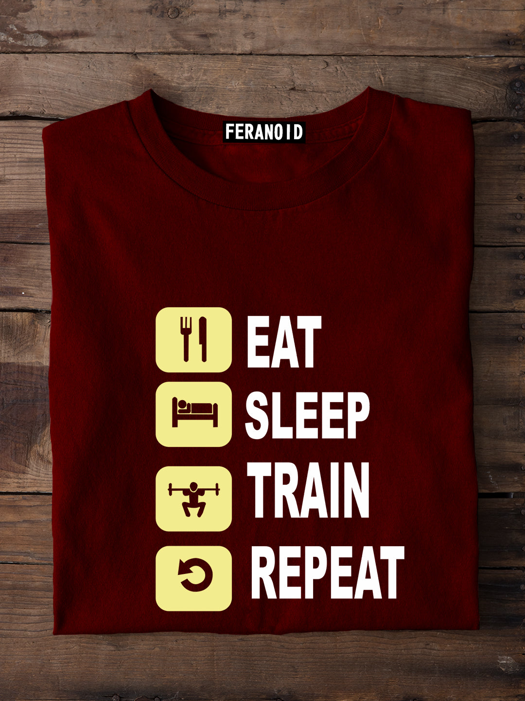 Eat Sleep Train Repeat Maroon T-Shirt