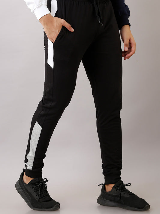 MEN BLACK WHITE SIDE LINED JOGGER