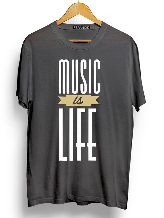 MUSIC IS LIFE GREY T-SHIRT