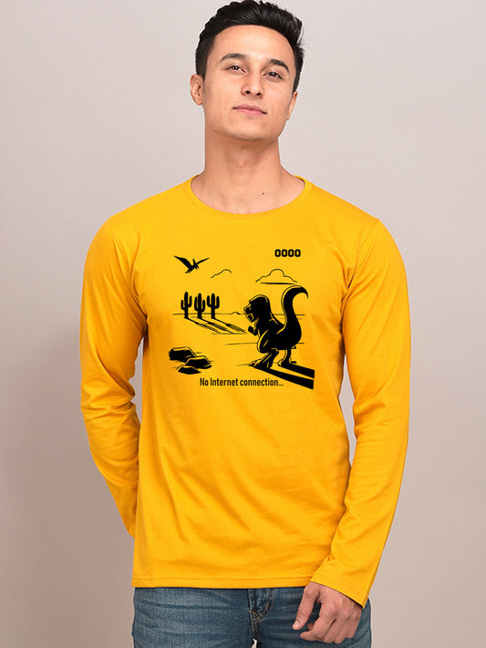 No Internet Yellow Full Sleeves T-Shirt