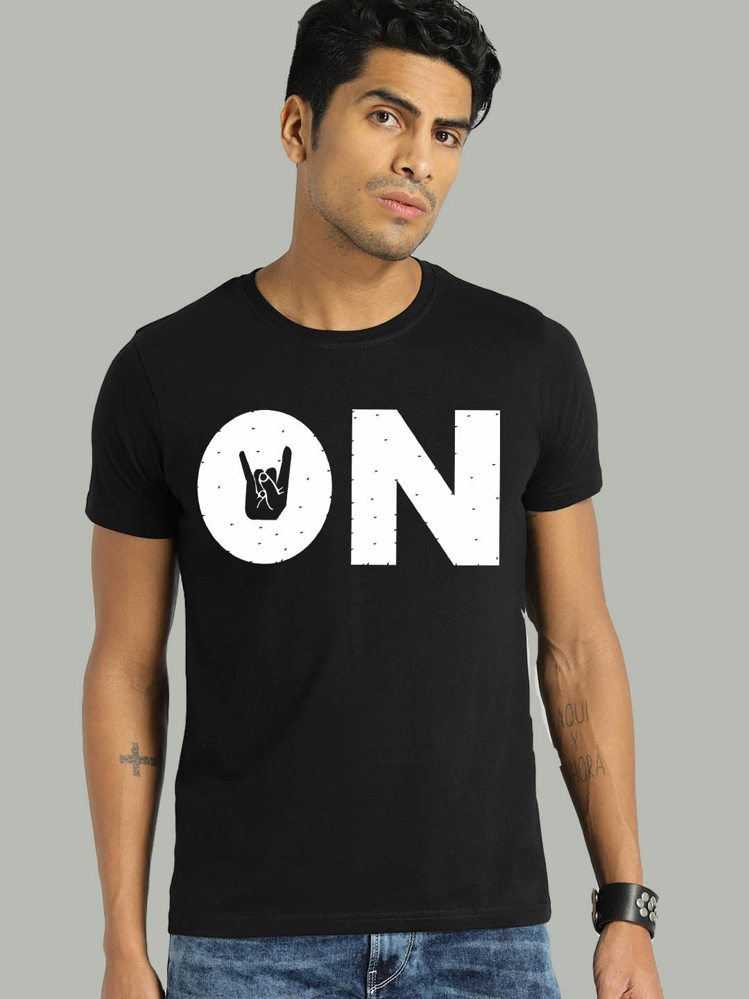 On Black T-Shirt