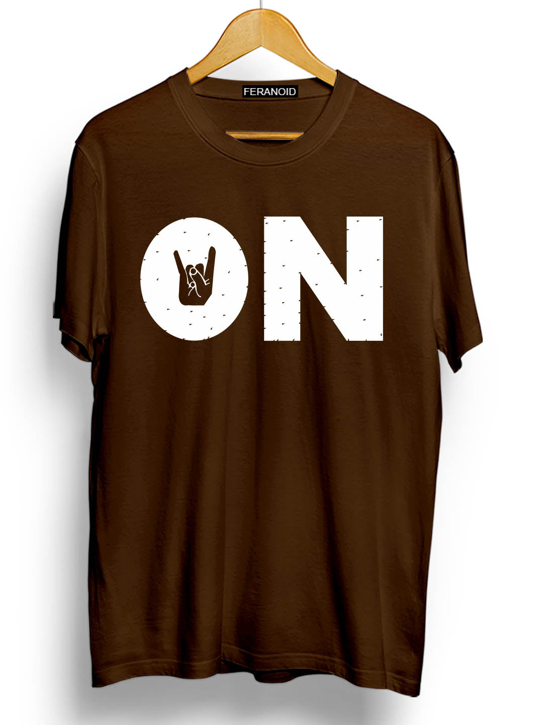 ON BROWN T-SHIRT