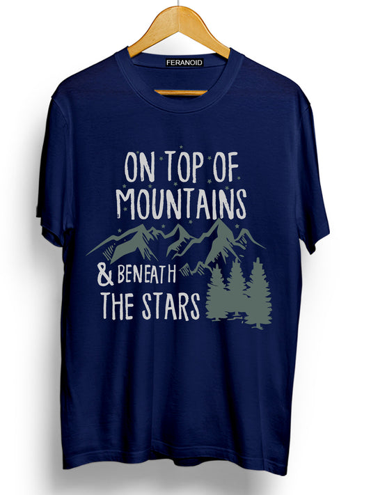 ON TOP OF THE MOUNTAINS BLUE T-SHIRT