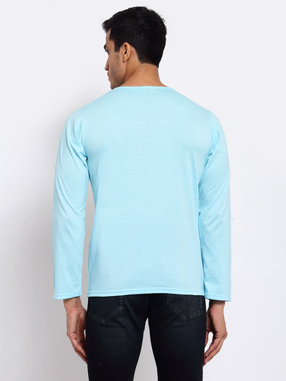 PLAIN AQUA BLUE FULL SLEEVES HENLEY