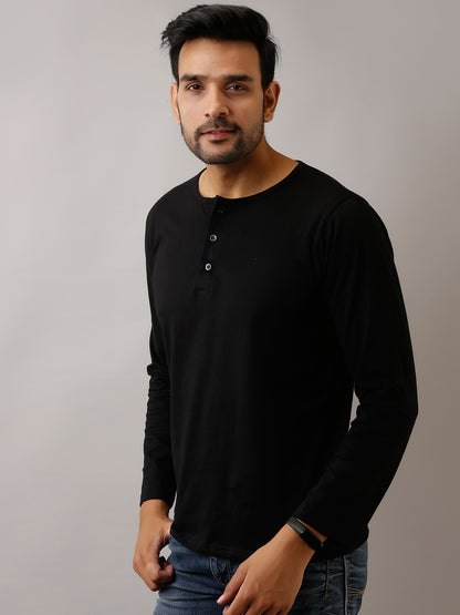 PLAIN BLACK FULL SLEEVE HENLEY