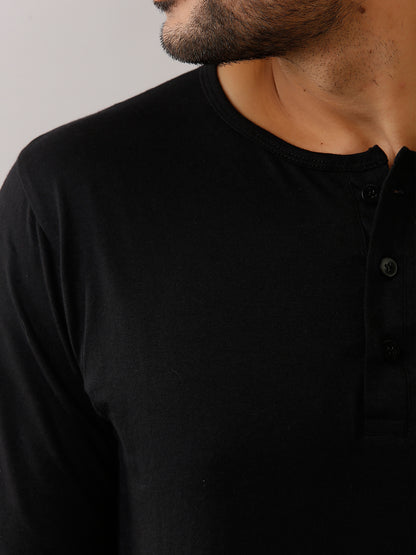 PLAIN BLACK FULL SLEEVE HENLEY