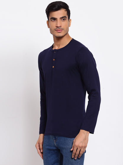 PLAIN BLUE FULL SLEEVE HENLEY