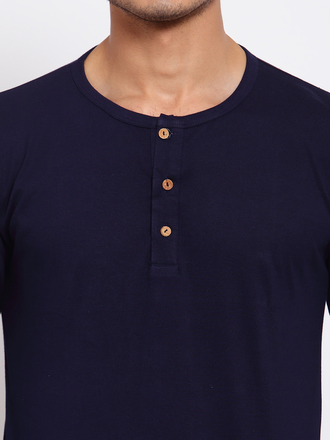 PLAIN BLUE FULL SLEEVE HENLEY