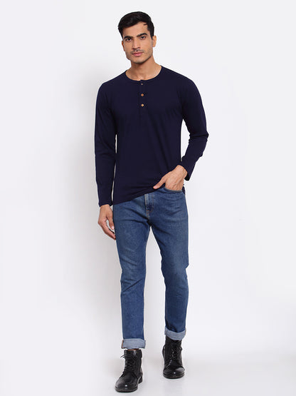 PLAIN BLUE FULL SLEEVE HENLEY