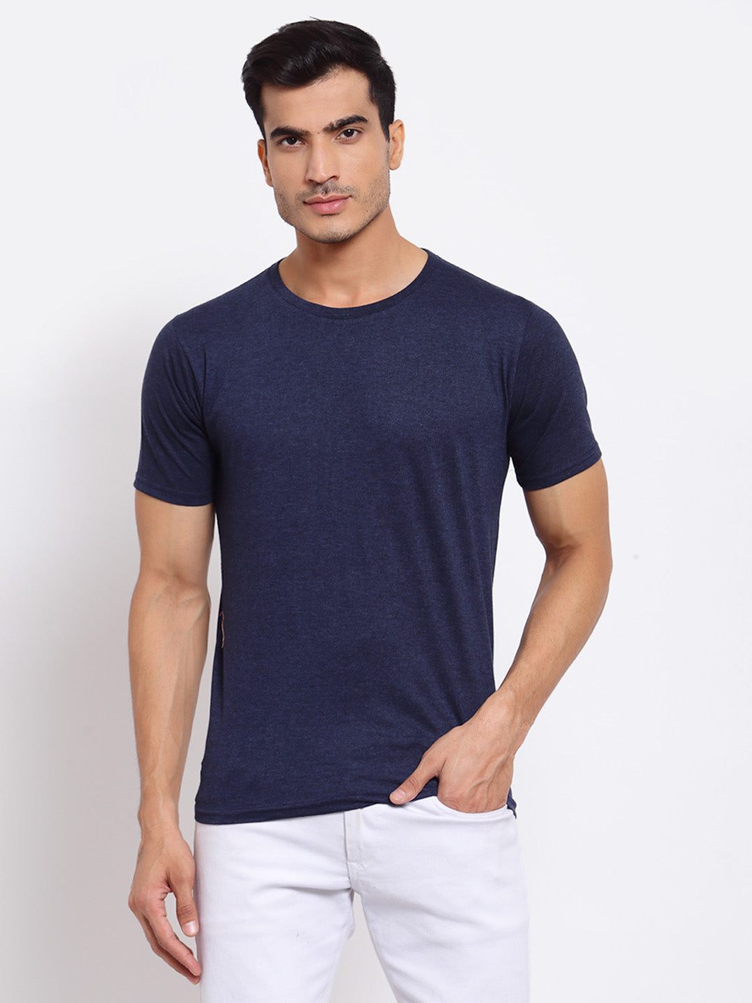 Plain Blue Melange T-Shirt