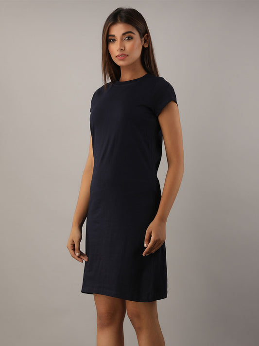 Plain Blue T-Shirt Dress