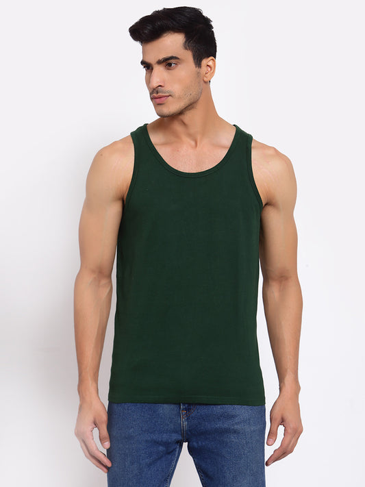 Plain Green Sleeveless T-Shirt