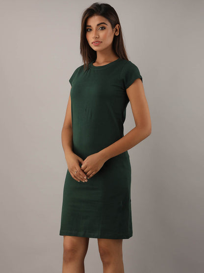 PLAIN GREEN T-SHIRT DRESS