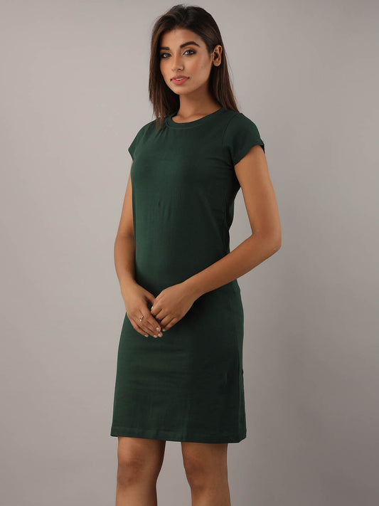 Plain Green T-Shirt Dress