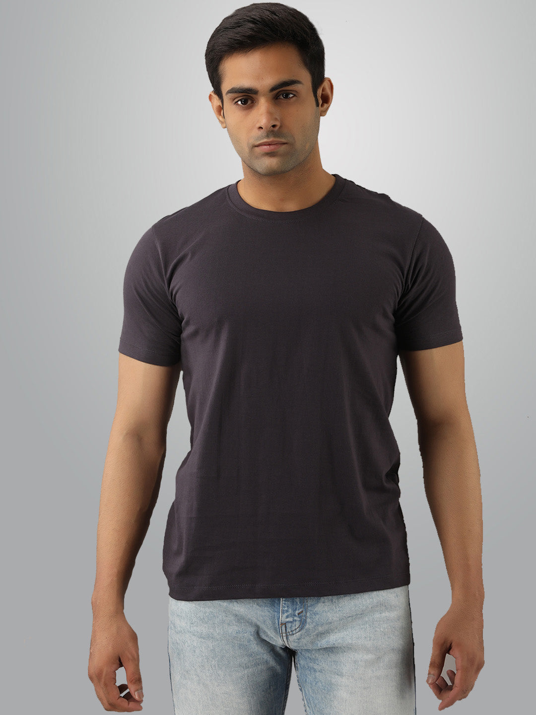 PLAIN HALF SLEEVES PACK OF TWO BLUE AND GREY T-SHIRTS