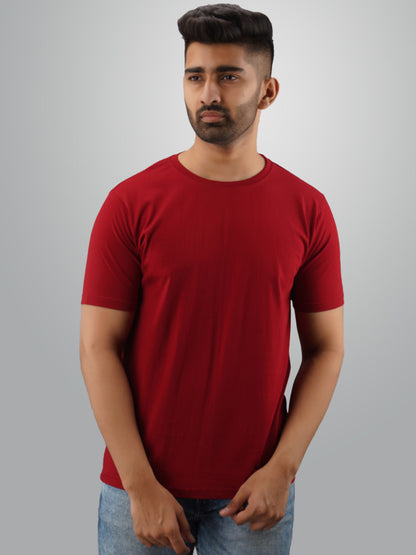 PLAIN HALF SLEEVES PACK OF TWO MAROON AND WHITE T-SHIRTS