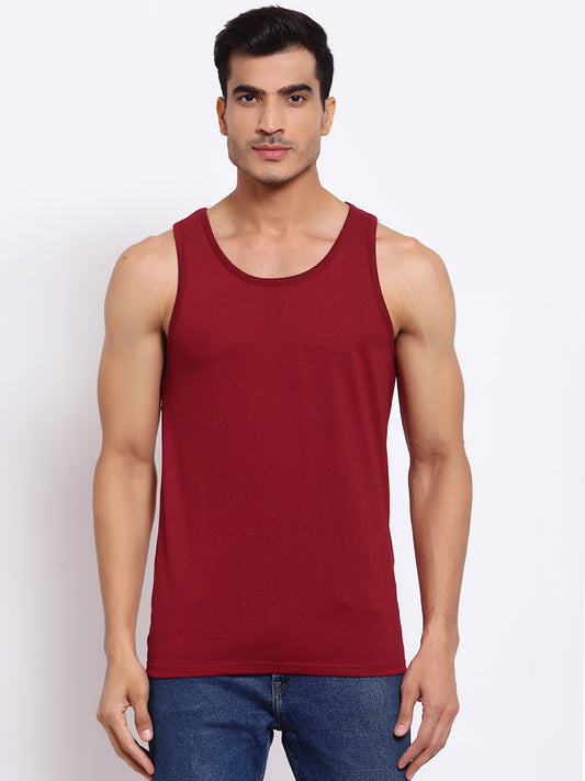 Plain Maroon Sleeveless T-Shirt