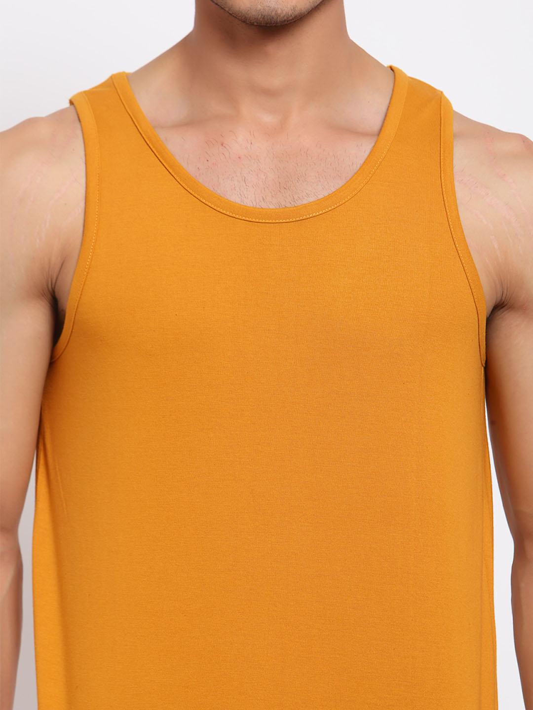 Plain Mustard Sleeveless T-Shirt