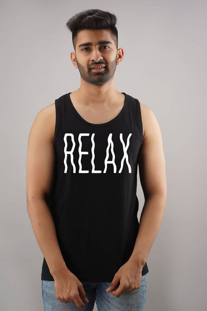 Relax Black Sleeveless T-Shirt