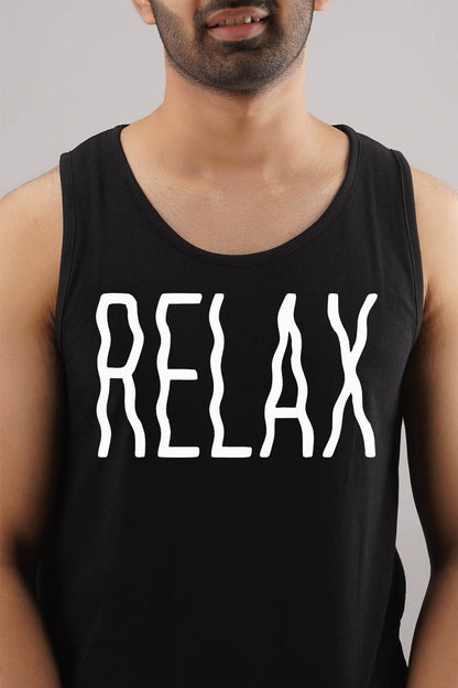 Relax Black Sleeveless T-Shirt