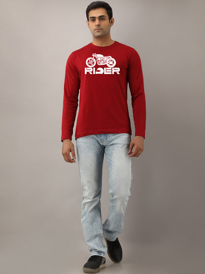 Rider Maroon Full Sleeves T-Shirt