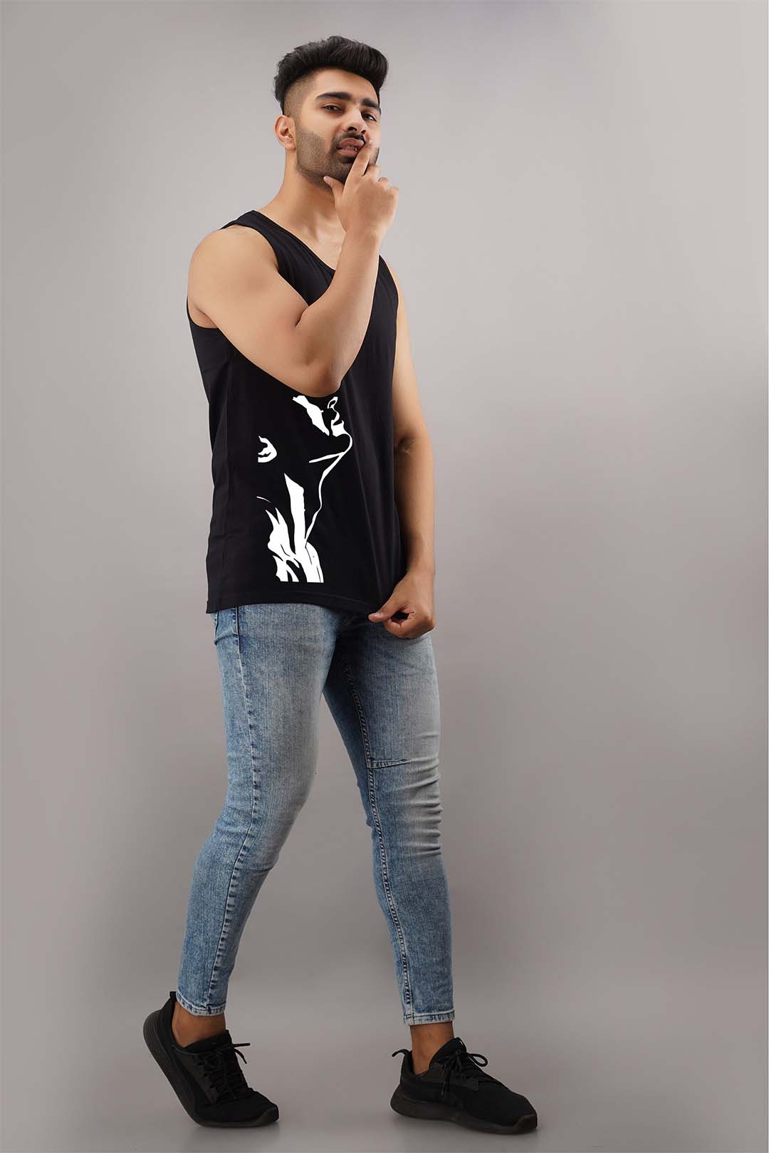 Stud Boy Black Sleeveless T-Shirt