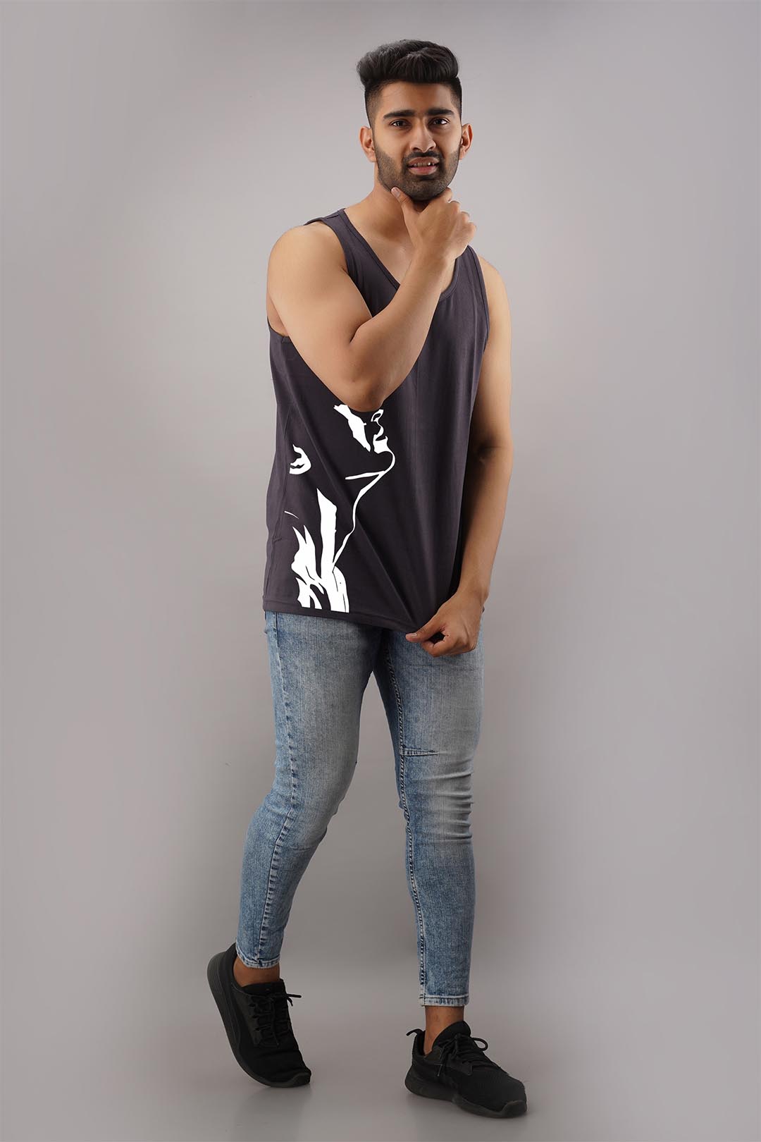 Stud Boy Black Sleeveless T-Shirt