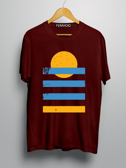 Sunset Sea Vintage Maroon T-Shirt
