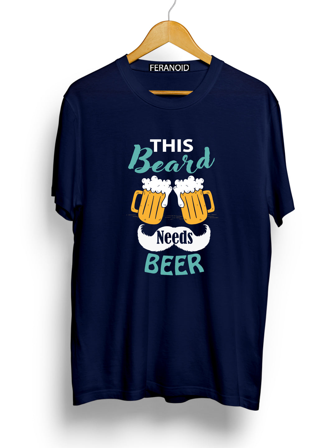 THIS BEARD NEEDS BEER BLUE HALF SLEEVE T-SHIRT