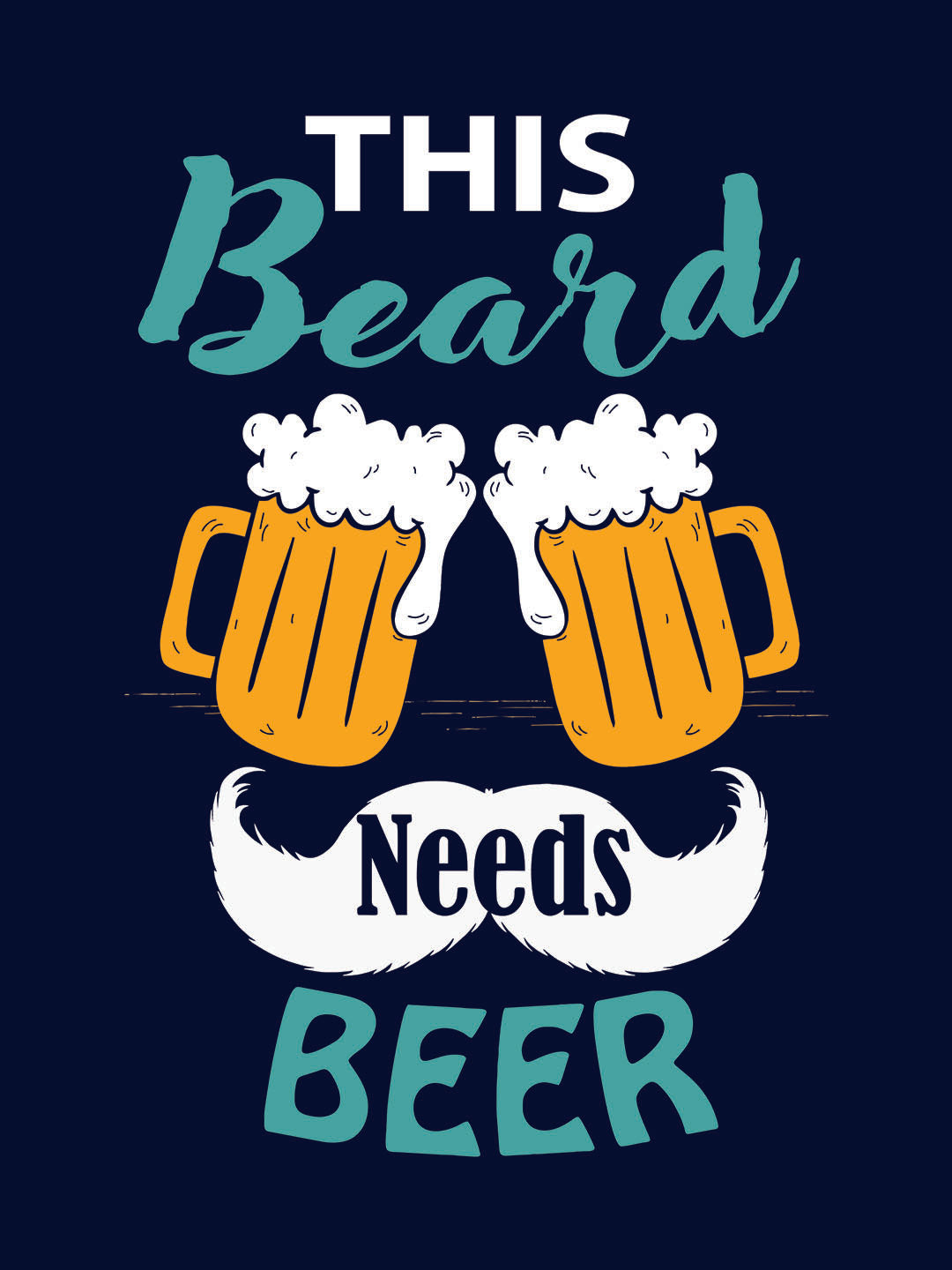 This Beard Needs Beer Blue Half Sleeve T-Shirt