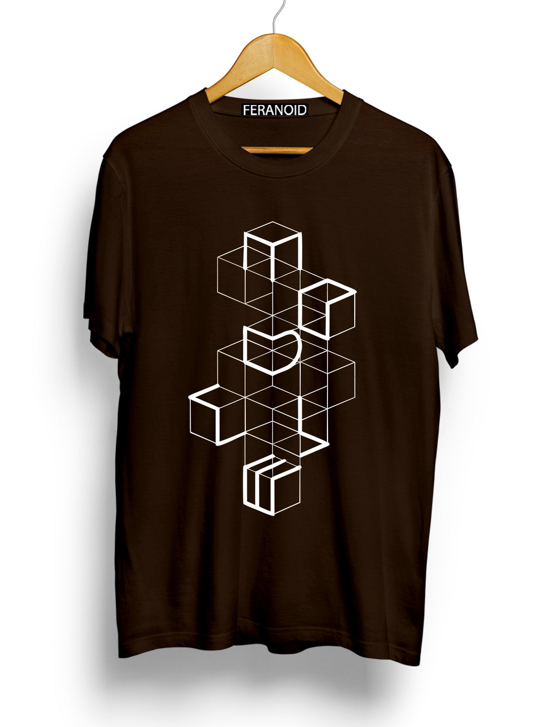 WHITE BOXES BROWN T-SHIRT