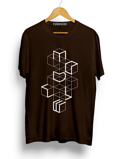 WHITE BOXES BROWN T-SHIRT