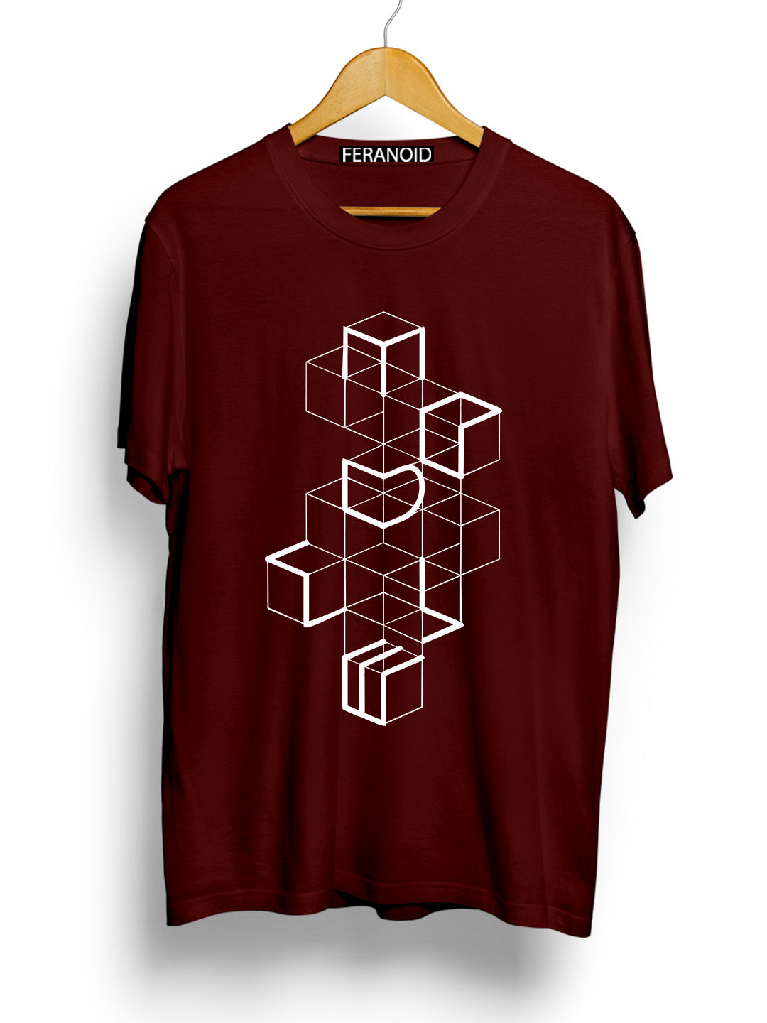 WHITE BOXES MAROON T-SHIRT