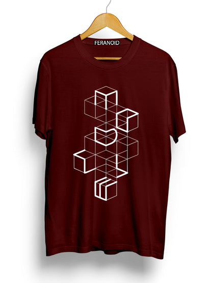 WHITE BOXES MAROON T-SHIRT