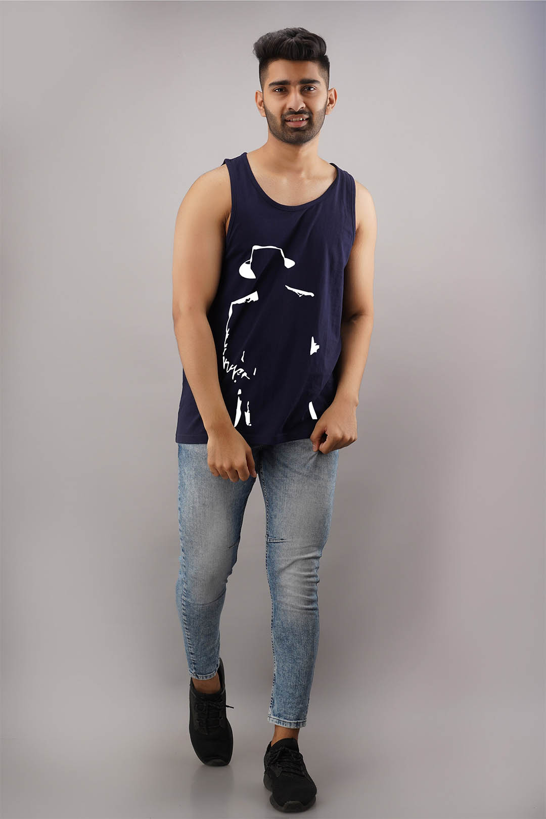 White Man Blue Sleeveless T-Shirt