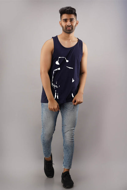 White Man Blue Sleeveless T-Shirt