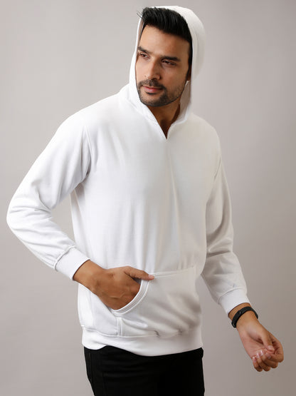 WHITE SOLID HODDIE