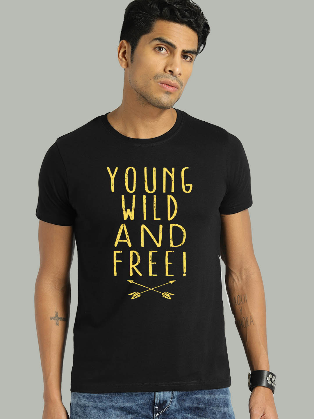 YOUNG WILD AND FREE BLACK T-SHIRT